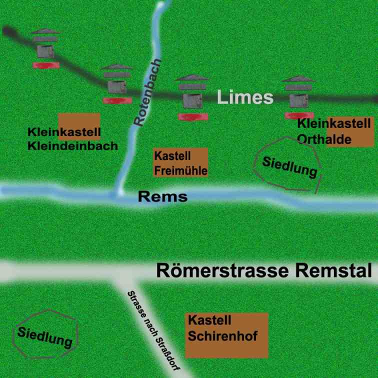 Schematische Darstellung Limes bei Gmünd